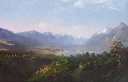 August Ludwig Erhard Boll Blick auf den Genfer See oil on canvas